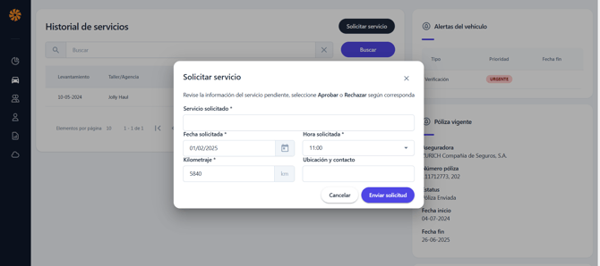 Jolly Fleet live - solicitud de servicio