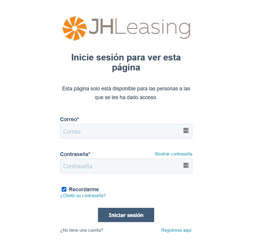 Login del Portal de Clientes de JHLeasing